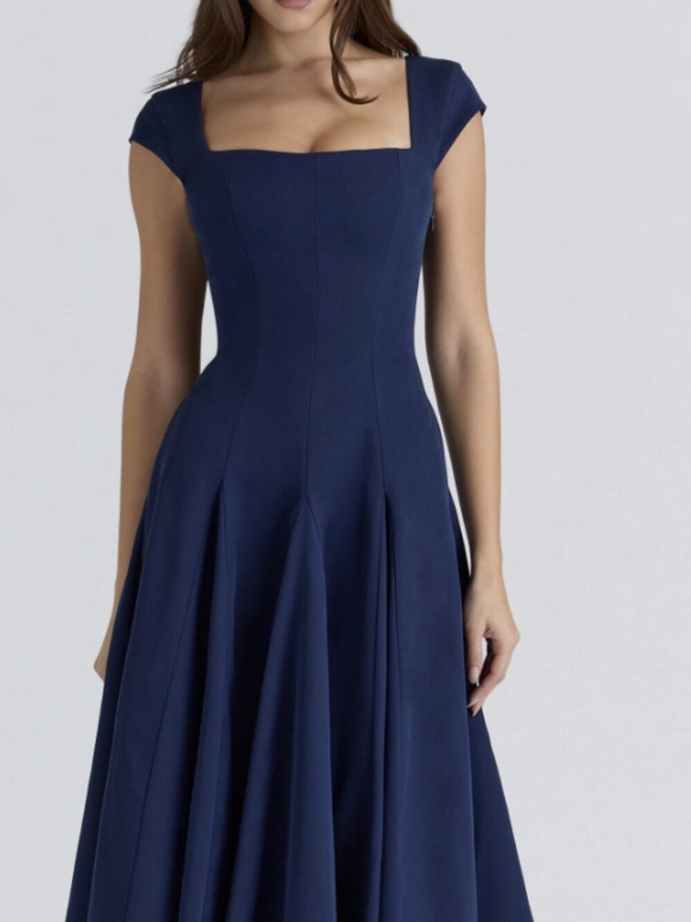 House of CB Raisa navy lace back twill midi dress Navy Size Small